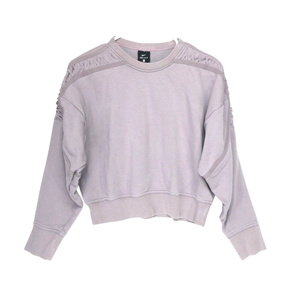 Nike Womens Laced Cropped Fleece Training Sweatshirt Dri fit Size Medium Purple